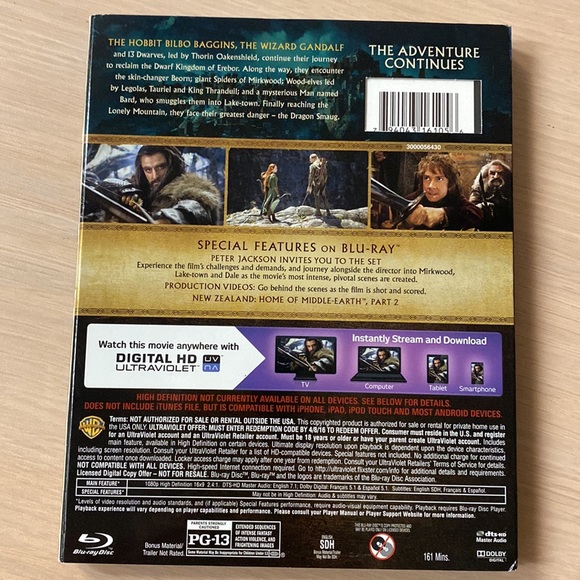 The Hobbit. The Desolation of Smaug Blu Ray/Dvd/ Digital HD Brand new - Picture 2 of 4